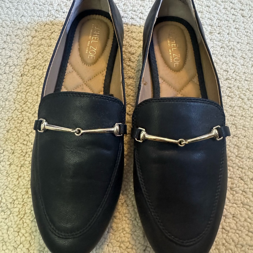 Rachel Zoe Black Loafers with Silver Detail
